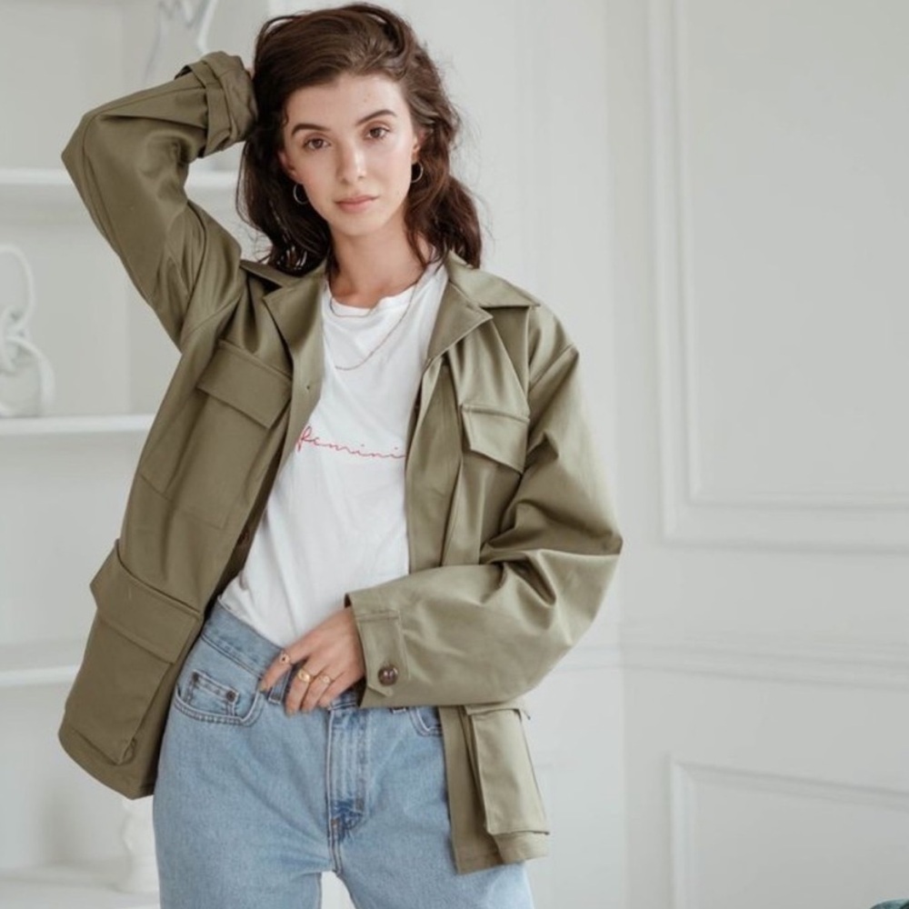 Uncle Studios Cargo Green Military Utility Jacket Coat